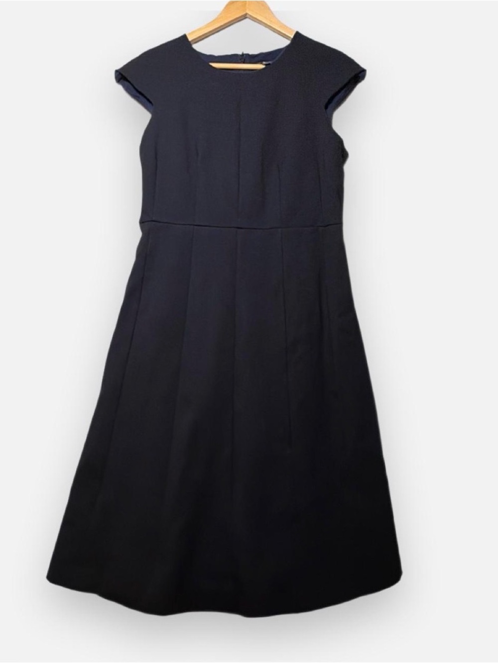 J. Crew Black Cap-Sleeve Midi Dress
